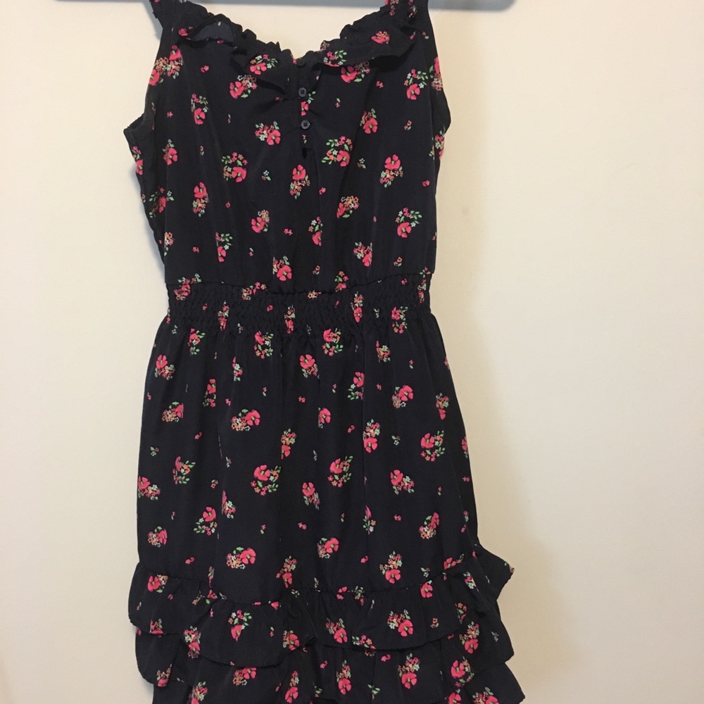 navy blue dress with pink flowers
